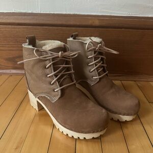 No.6 Lander Lace Up Shearling Clog Boot, size 40 (8.5)